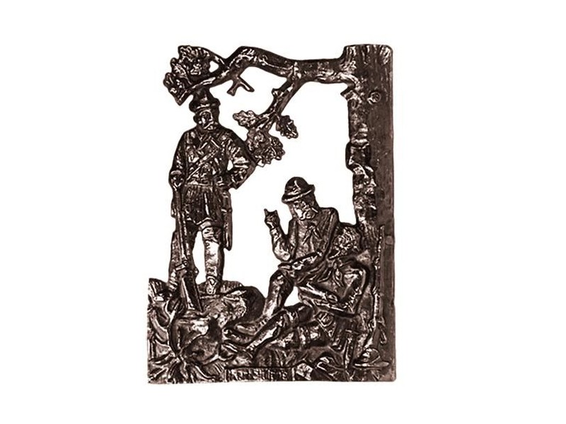 Bronzegussschild mit Jagdmotiv